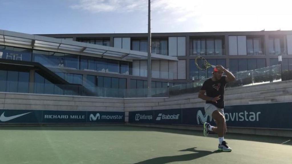 Rafa Nadal en un entrenamiento.