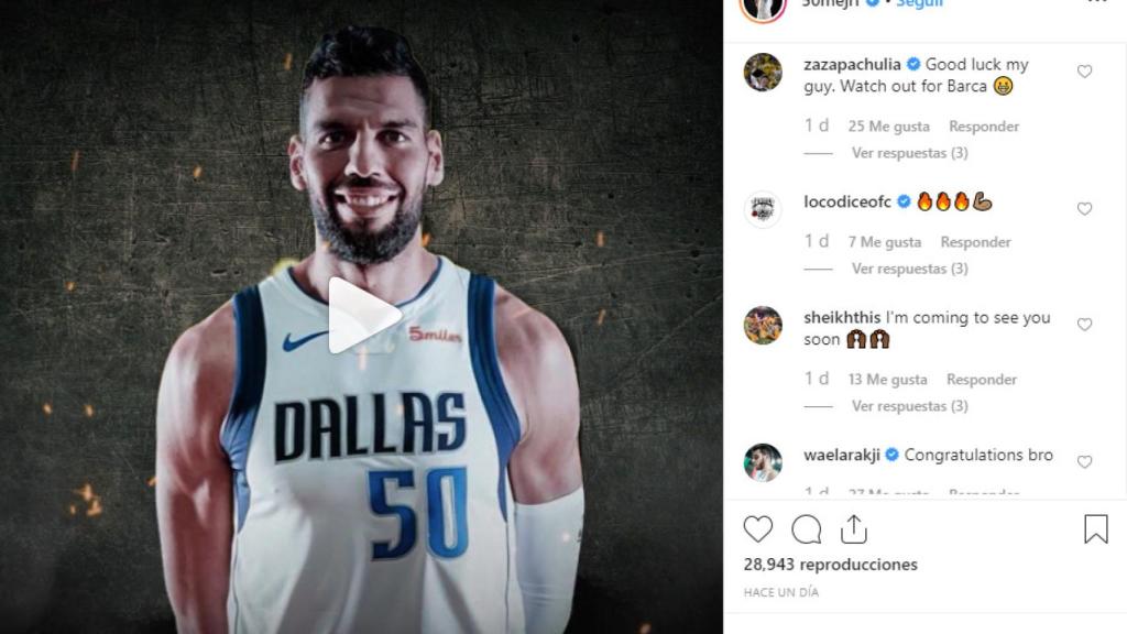 El post de Instagram de Salah Mejri y el comentario de Pachulia