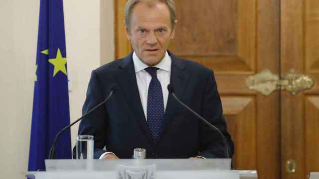 El presidente del Consejo Europeo, Donald Tusk, este viernes en Chipre