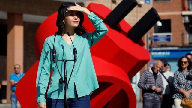 Arrimadas durante su intervención en Móstoles (Madrid).