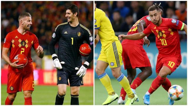 Courtois y Hazard, con la selección de Bélgica