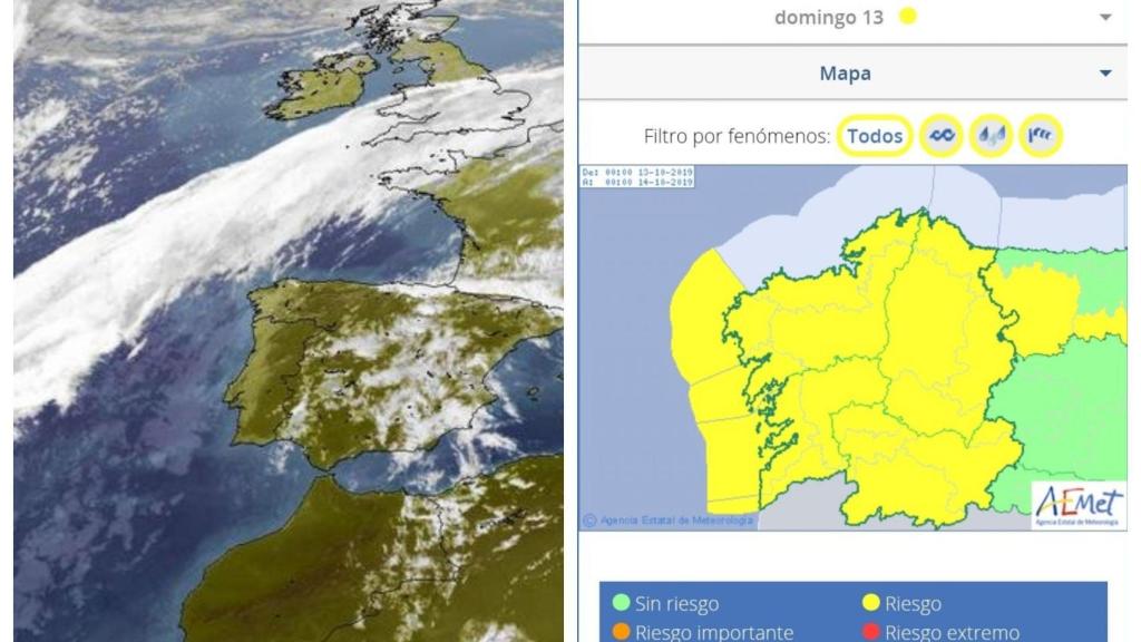 Aviso amarillo activado por lluvias en toda Galicia
