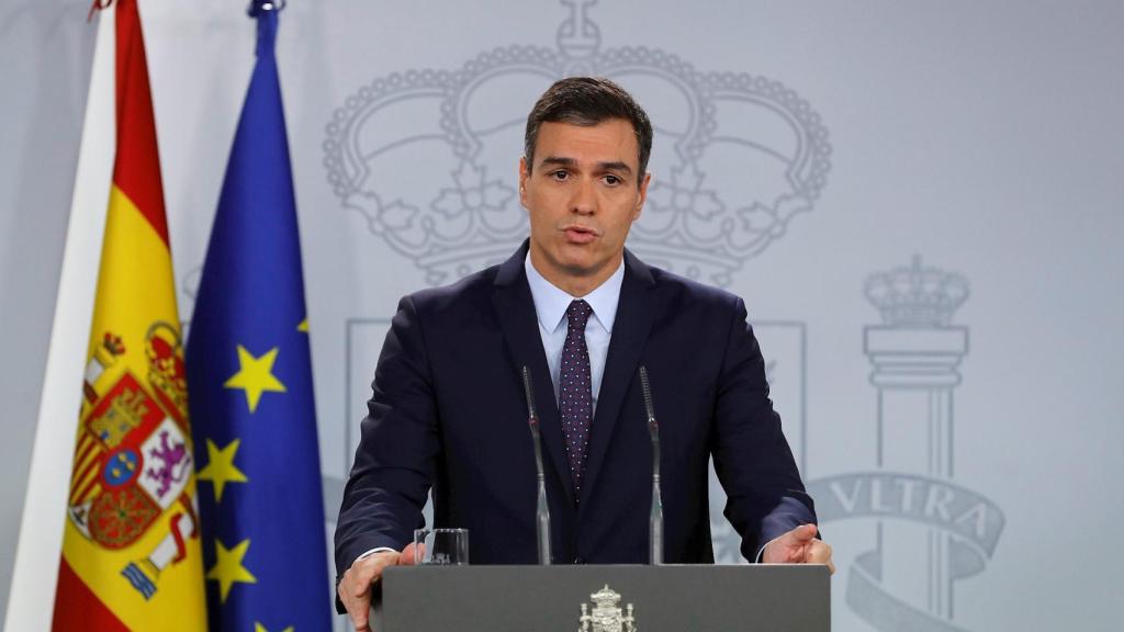 Pedro Sánchez, este lunes en el Palacio de la Moncloa