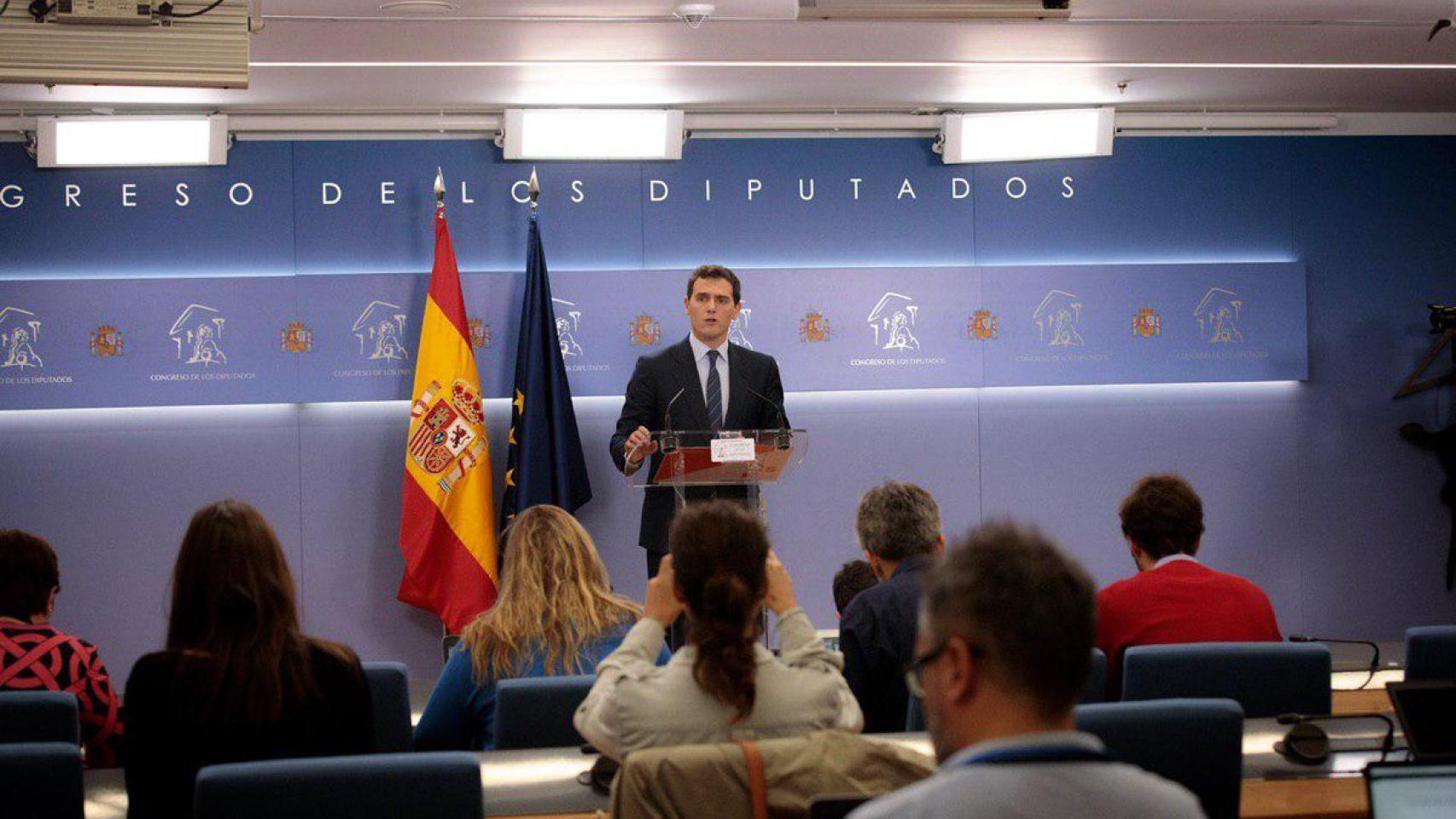 Rivera, durante su rueda de prensa tras conocer la sentencia del procés.