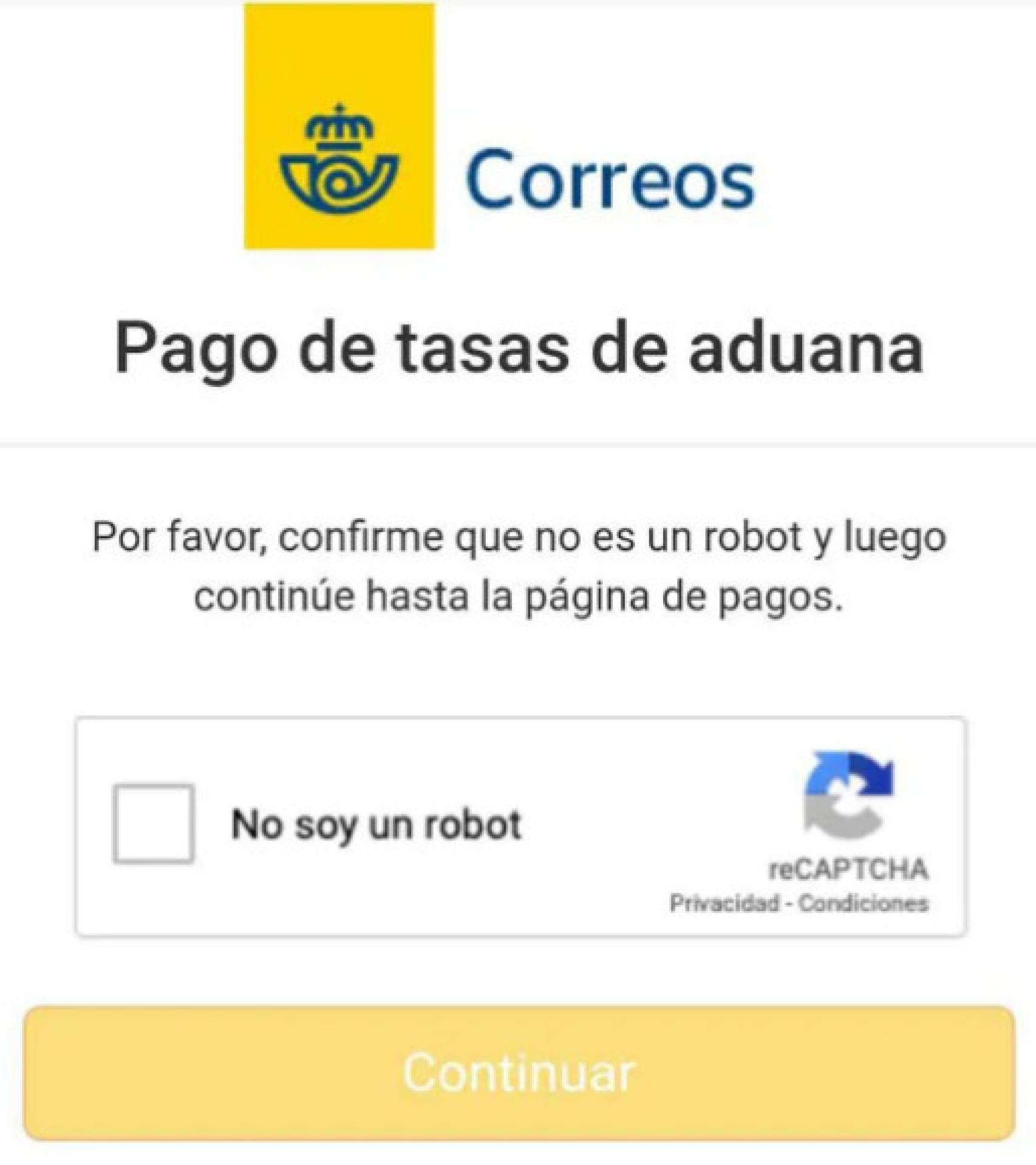 Pantalla en la que se copia la imagen de Correos.