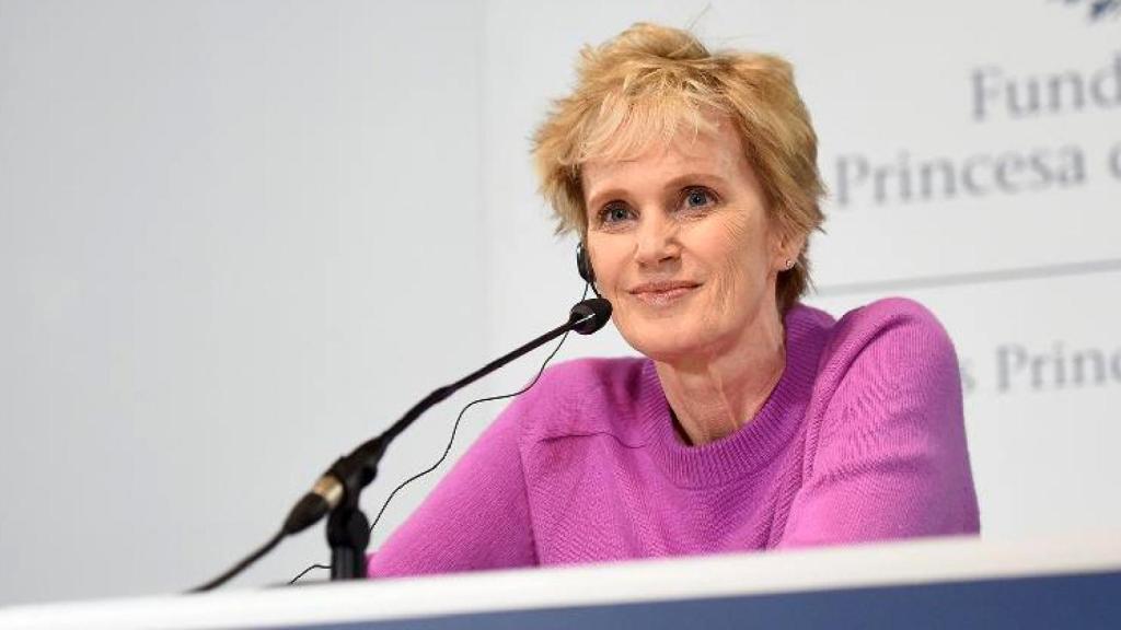 Siri Hustvedt durante la rueda de prensa. Foto: Fundación Princesa de Asturias