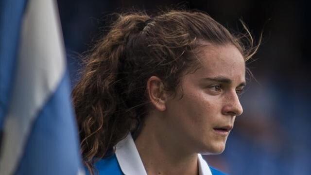 Teresa Abelleira, durante un partido con el Deportivo