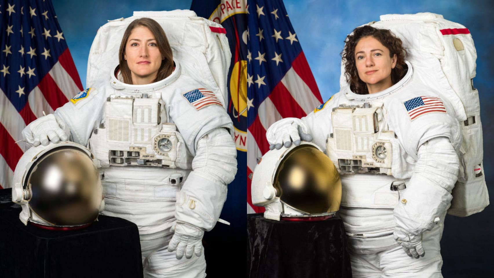 A la izquierda, la astronauta estadounidense Christina Koch; a la derecha, la astronauta Jessica Meir.