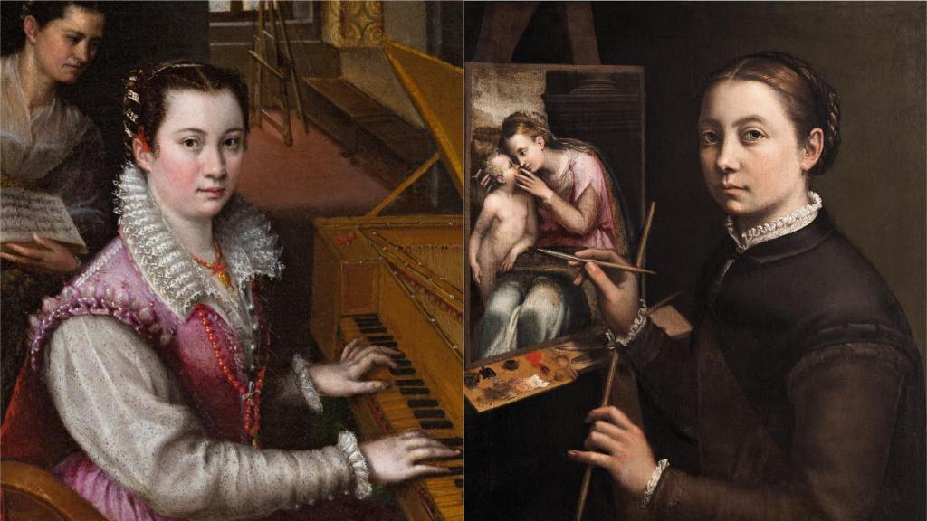 'Autorretrato tocando la espineta', de Lavinia Fontana, y 'Autorretrato ante el caballete', de Sofonisba Anguissola.