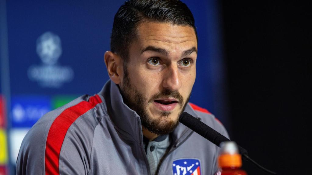 Koke en la rueda de prensa previa al partido de Champions