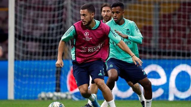 Hazard y Rodygo, en un entrenamiento del Real Madrid