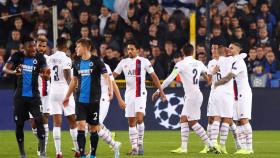 Los jugadores del PSG celebran uno de los goles