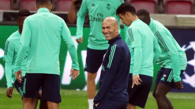 Zidane, durante un entrenamiento del Real Madrid