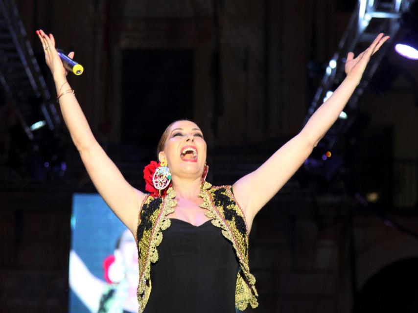 Rosario Mohedano en un desfile de moda flamenca en febrero de 2019.