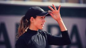 Garbiñe Muguruza en un entrenamiento.