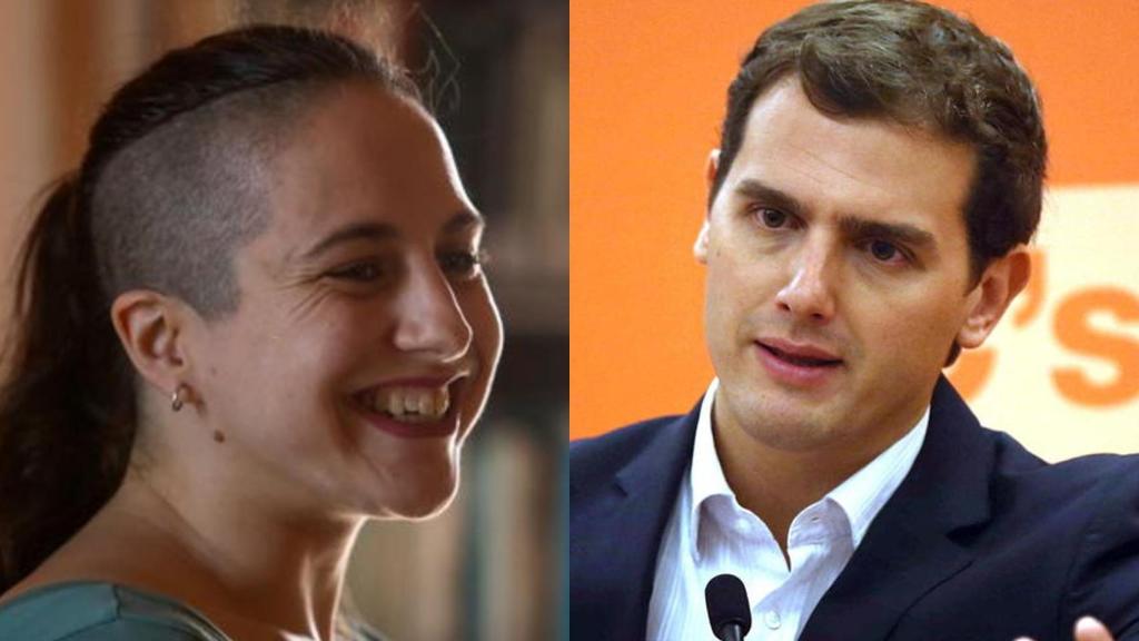 La ganadora del Premio Nacional de Narrativa Cristina Morales y Albert Rivera..