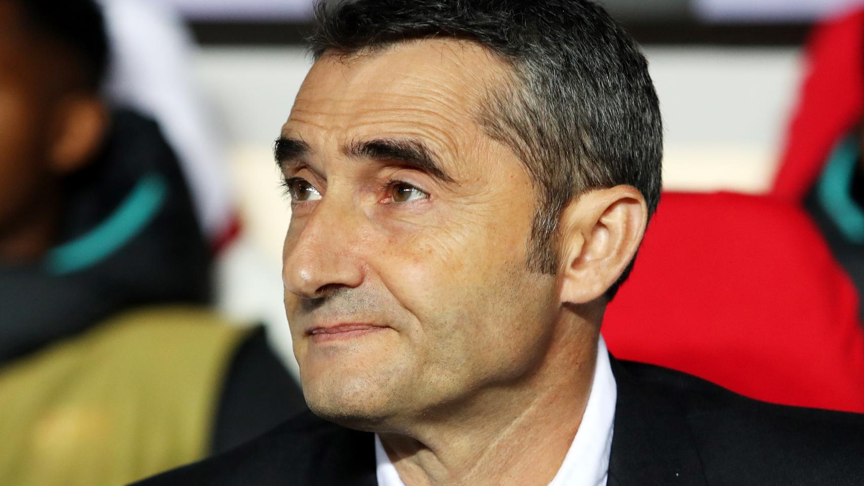 Ernesto Valverde en el partido ante el Slavia