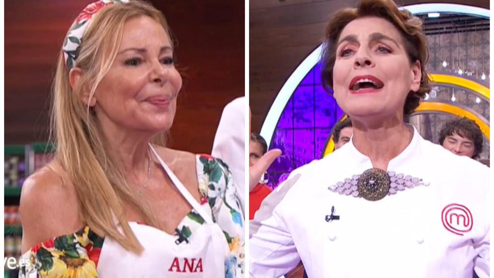 Ana Obregón y Antonia Dell'Atte durante su tenso encuentro en 'MasterChef Celebrity'.