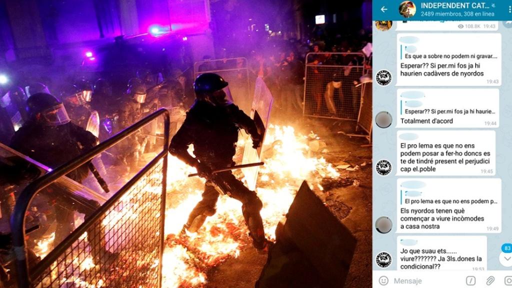 Uno de los fragmentos de los chats de los radicales independentistas.