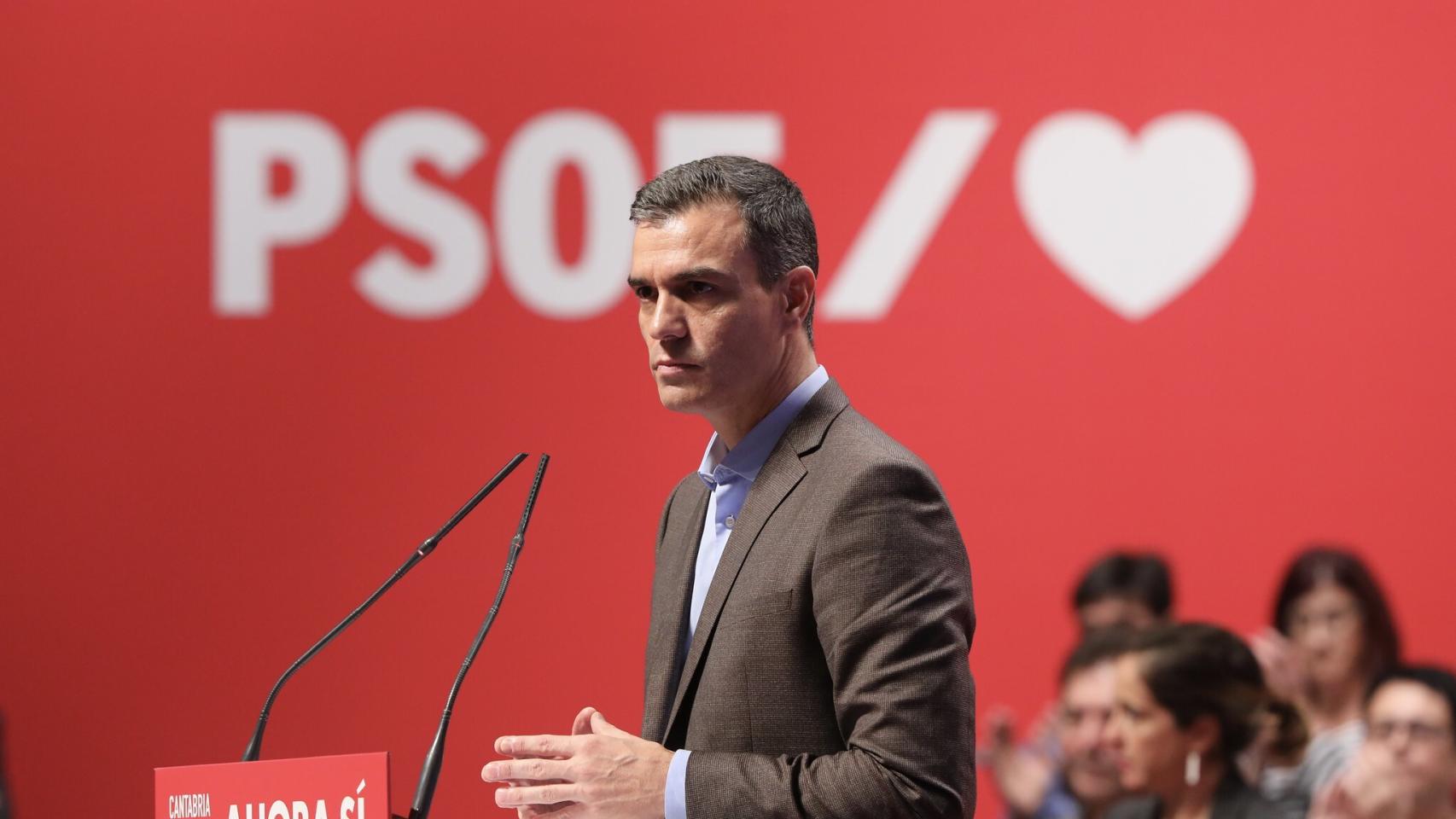 Pedro Sánchez, presidente del Gobierno y candidato socialista, en un mitin esta semana.
