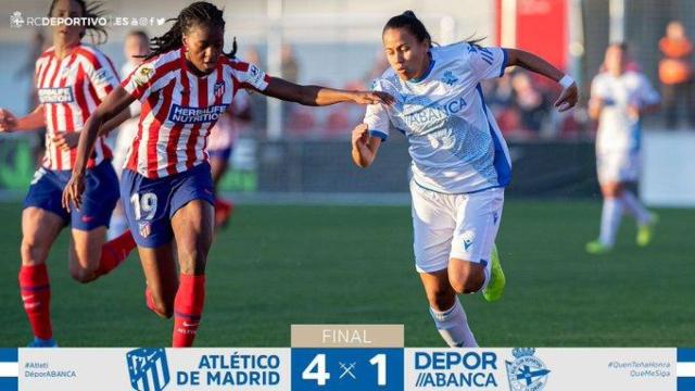 El Dépor femenino se atasca frente al Atleti (4-1) y se queda en el tercer puesto