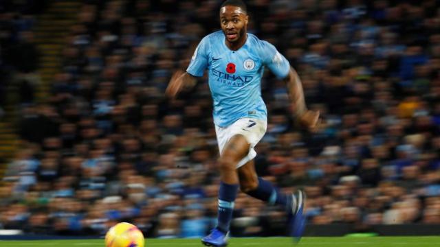 Sterling, durante un partido con el Manchester City