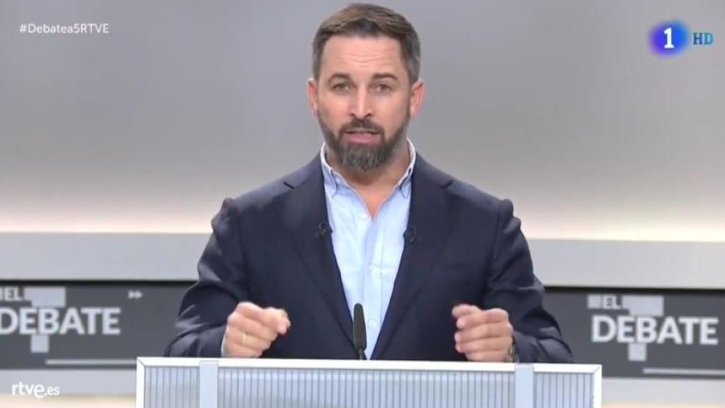 Santiago Abascal durante el debate a cinco.