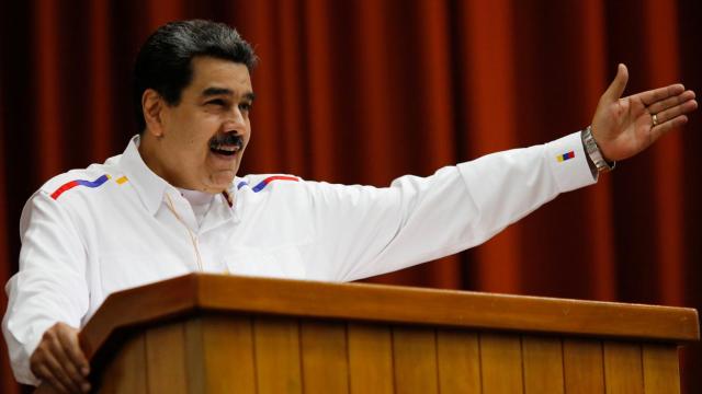 Venezuelan President Nicolas Maduro speaks during a solidarity conference in Havana