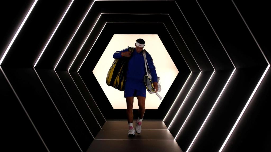 Nadal, antes de jugar un partido en París-Bercy.