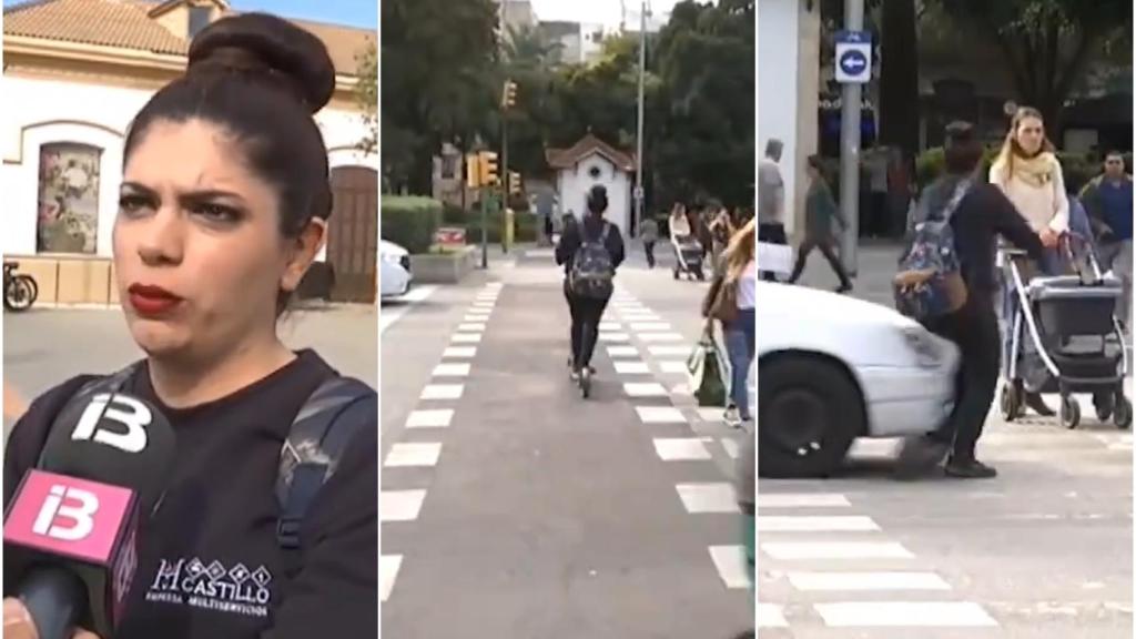 La mujer cruzó el primero tramo del paso de cebra cuando este estaba en rojo para los peatones.