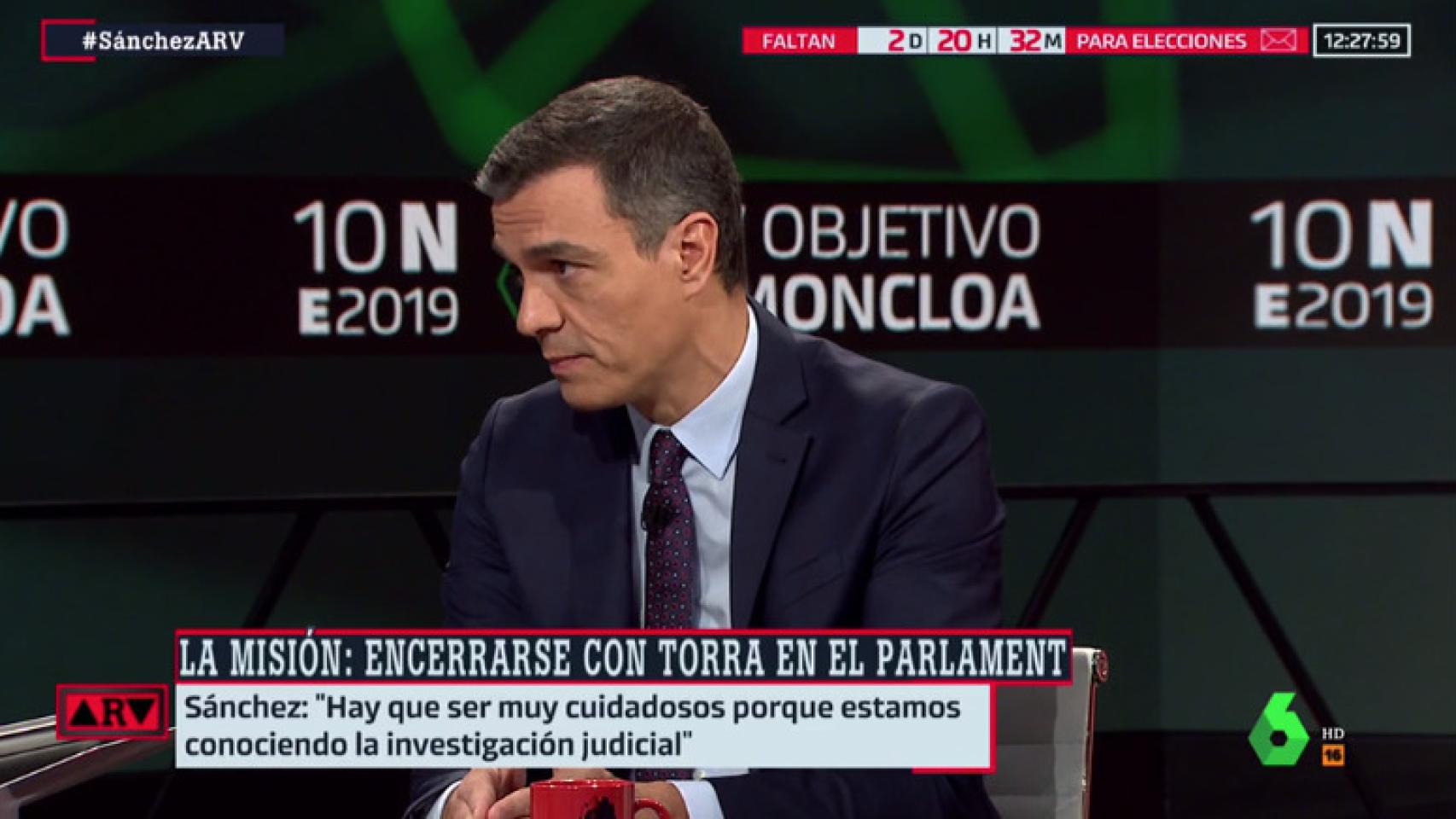 Pedro Sánchez, durante su entrevista en La Sexta, este jueves.