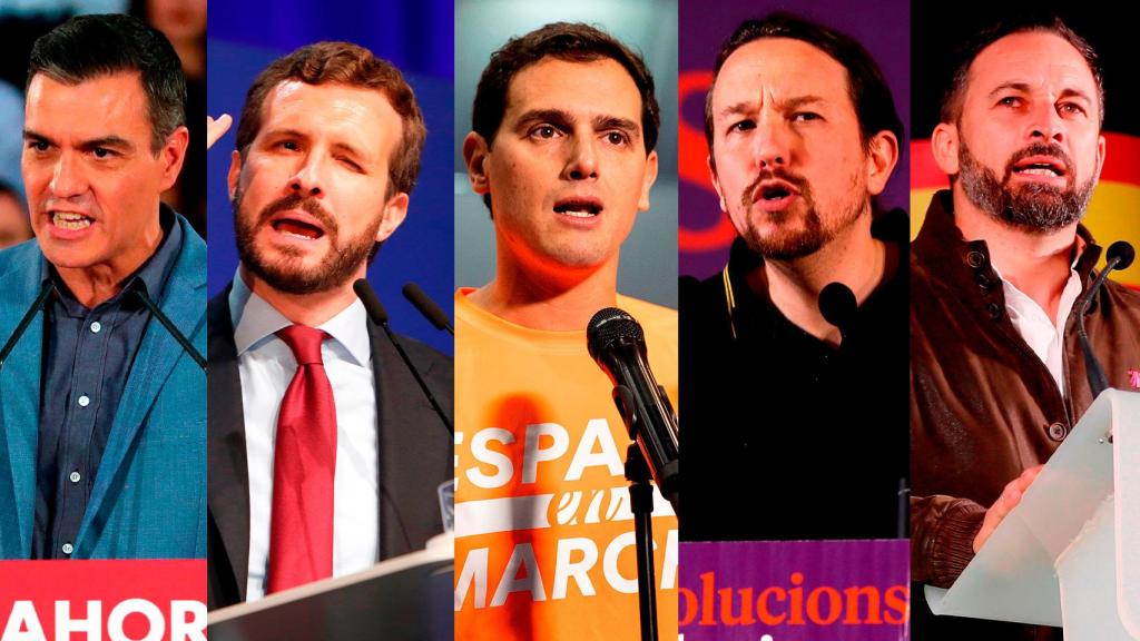 Sánchez, Casado, Rivera, Iglesias y Abascal.