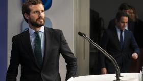 Pablo Casado en su intervención tras el Comité Ejecutivo Nacional.