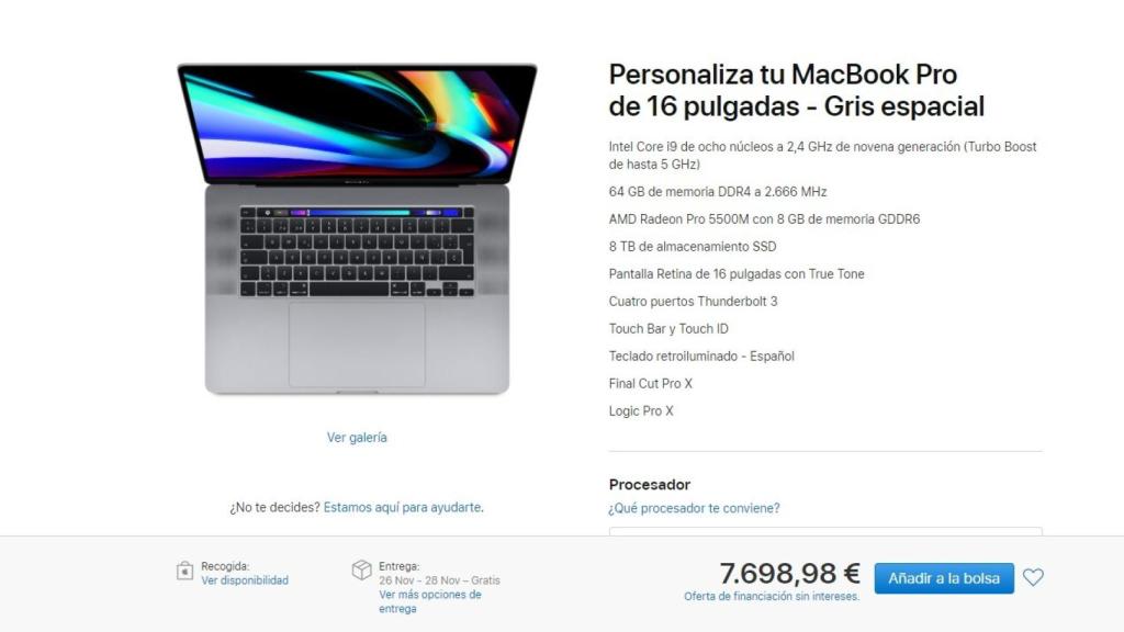 MacBook Pro en configuración máxima