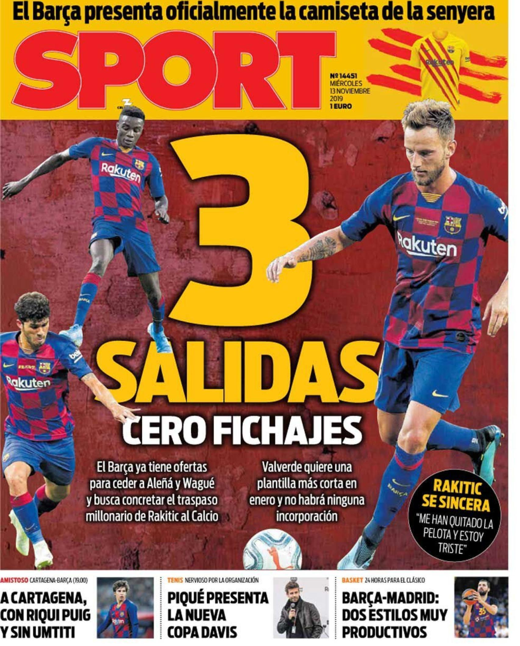 La portada del diario Sport (13/11/2019)