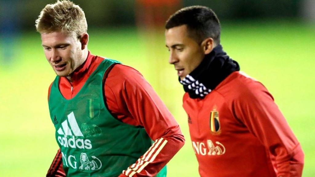 Eden Hazard entrena junto a Kevin De Bruyne con Bélgica