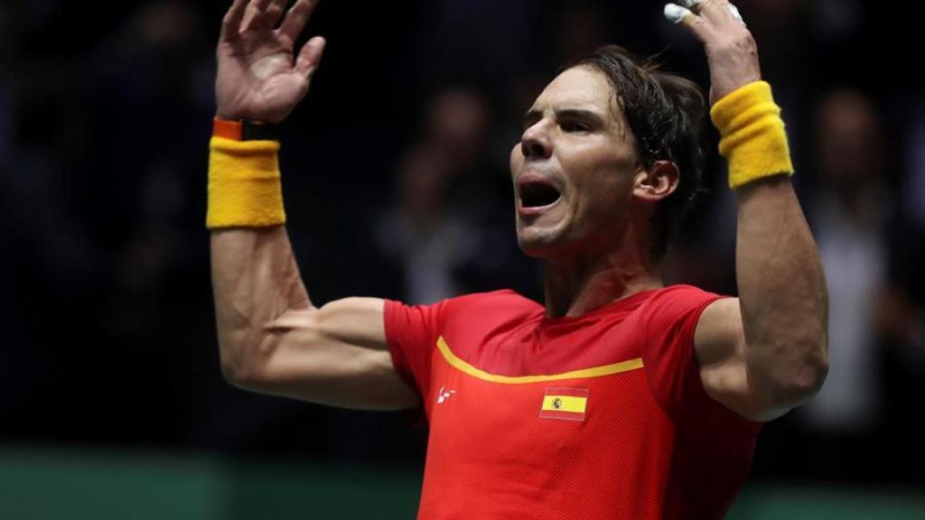 Nadal, celebrando su victoria ante Khachanov.