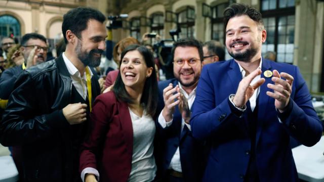 Los dirigentes de ERC Gabriel Rufián, Pere Aragonès, Marta Villata y Roger Torrent.