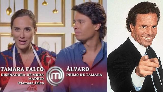 Tamara Falcó, su primo Álvaro (RTVE) y Julio Iglesias en su meme más famoso.