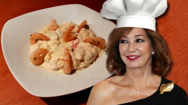 Ana Rosa Quintana y la ensaladilla rusa con gambas, en un montaje de Jaleos.