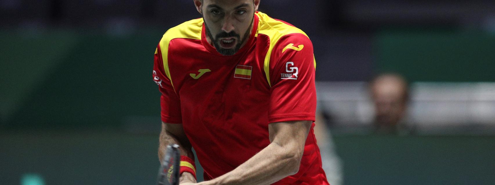 Marcel Granollers durante el partido de dobles de la Copa Davis