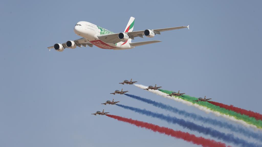 Un Airbus A380 durante el Dubai Air Show.