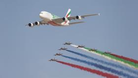 Un Airbus A380 durante el Dubai Air Show.