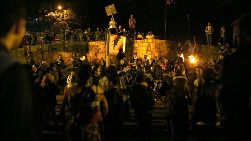 Un grupo de manifestantes en Bogotá.