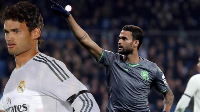 Willian José con la camiseta del Real Madrid y la de la Real Sociedad