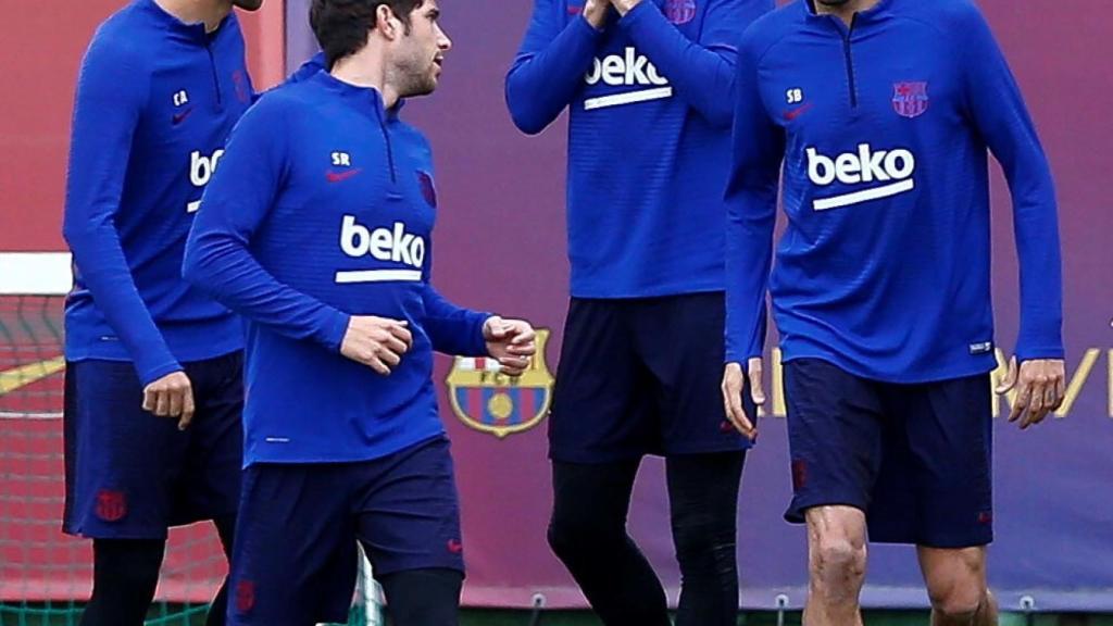 Busquets, durante un entrenamiento