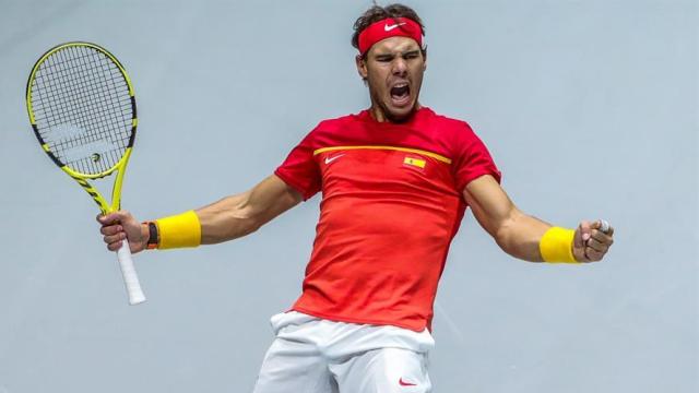 Nadal, celebrando en las Finales de la Davis de 2019