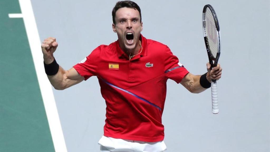 Bautista, celebrando la victoria ante Auger-Aliassime.