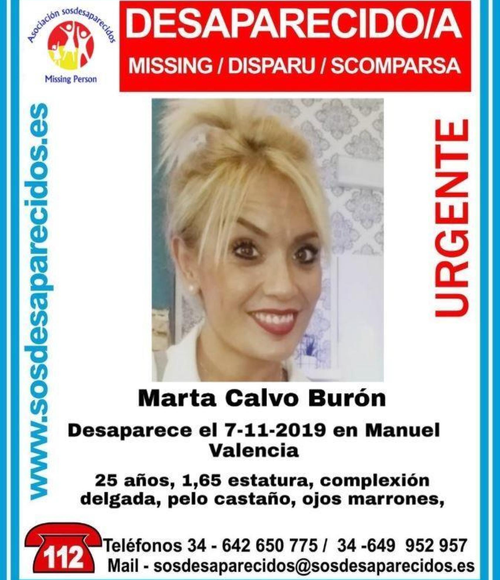 El cartel que informa de la desaparición de Marta.