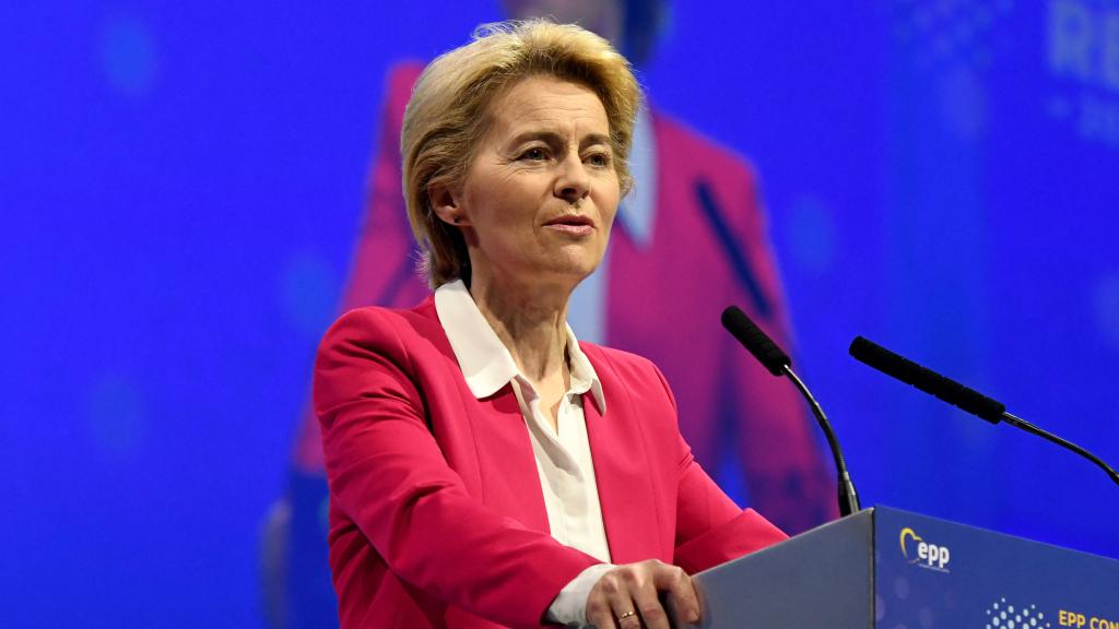 La presidenta electa de la Comisión, Ursula Von der Leyen, durante el congreso del PPE en Zagreb
